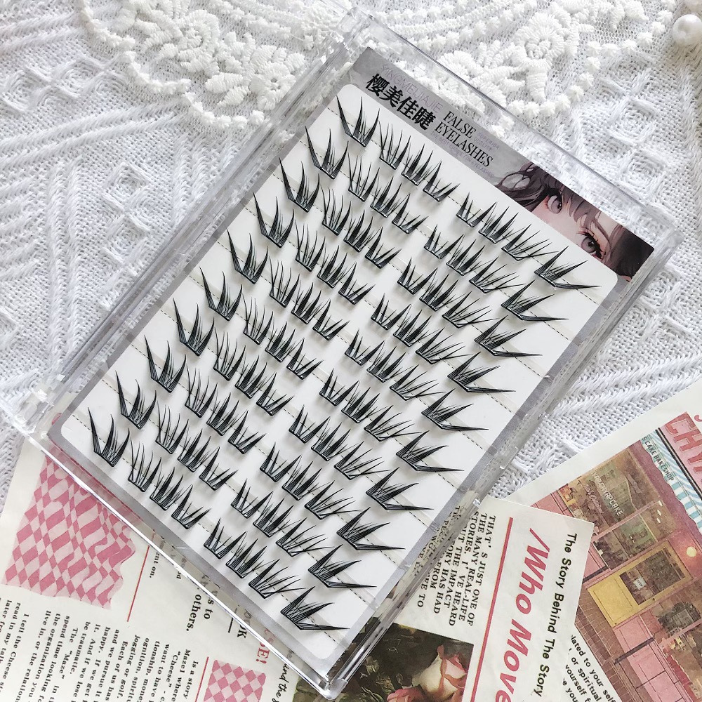 Simple y fácil de pegar, pestañas falsas de gato sin pegamento, sensación de estilo coreano, sensación de cómic de gato, claro y natural.