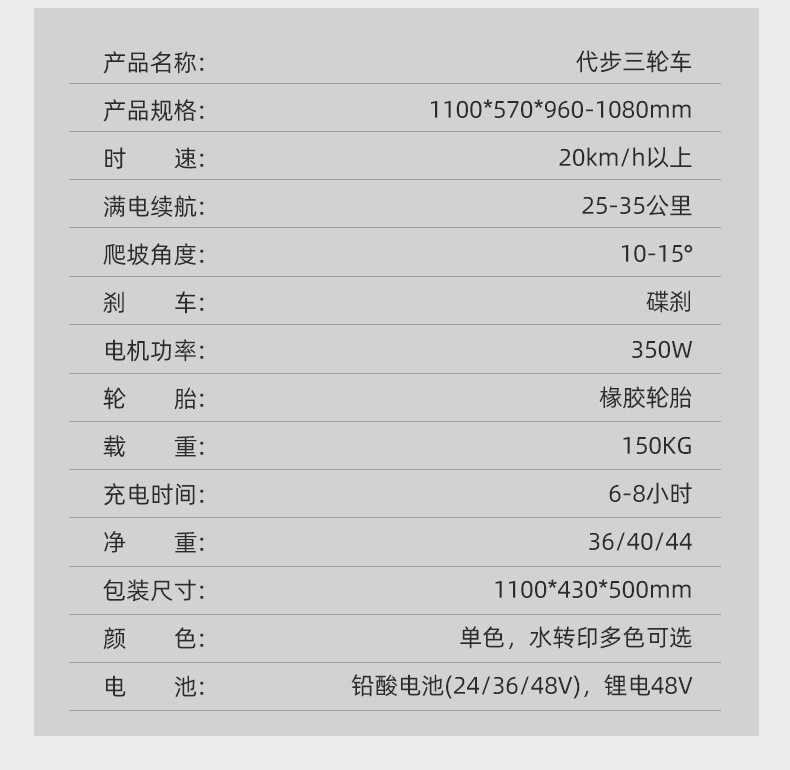 Foldable Elderly Mobility Scooter Electric Tricycle Lithium Battery Two-Seater Scooter Portable Lithium Battery