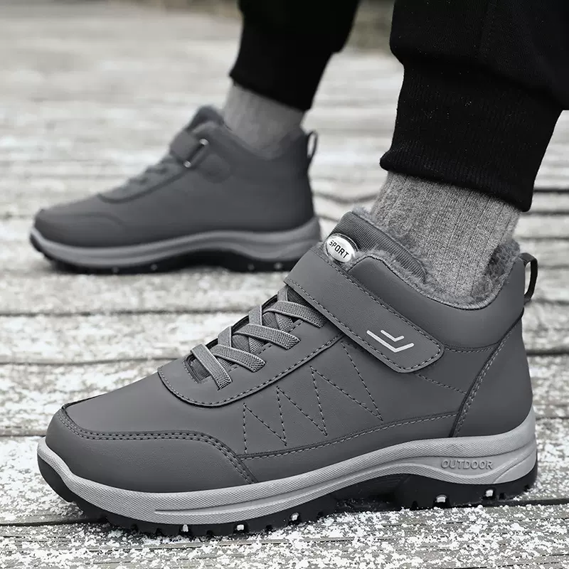 鞋子男棉鞋冬季加绒加厚户外休闲雪地靴魔术贴健步鞋男女同款代发