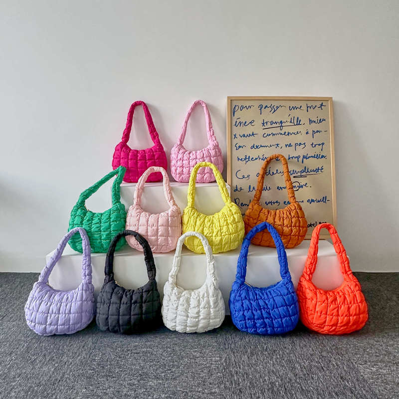 Bag Single-Shoulder Bag Large Capacity Pleated Bubble Bag Niche Foreign Trade down Cotton Jacket Bag Cos Cloud Bag Street Fashion