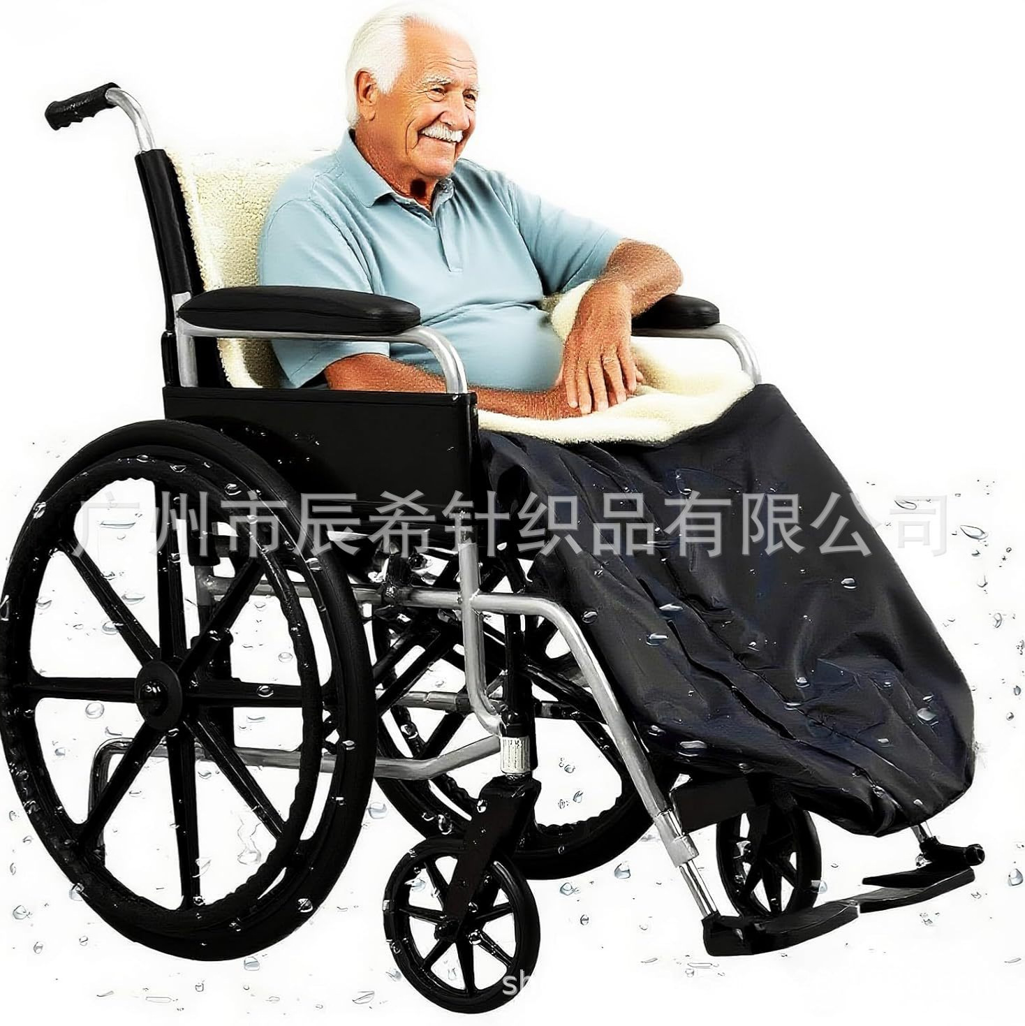 跨境轮椅盖毯带拉链内加厚内绒牛津布盖毯老年人轮椅毯可贴标自提