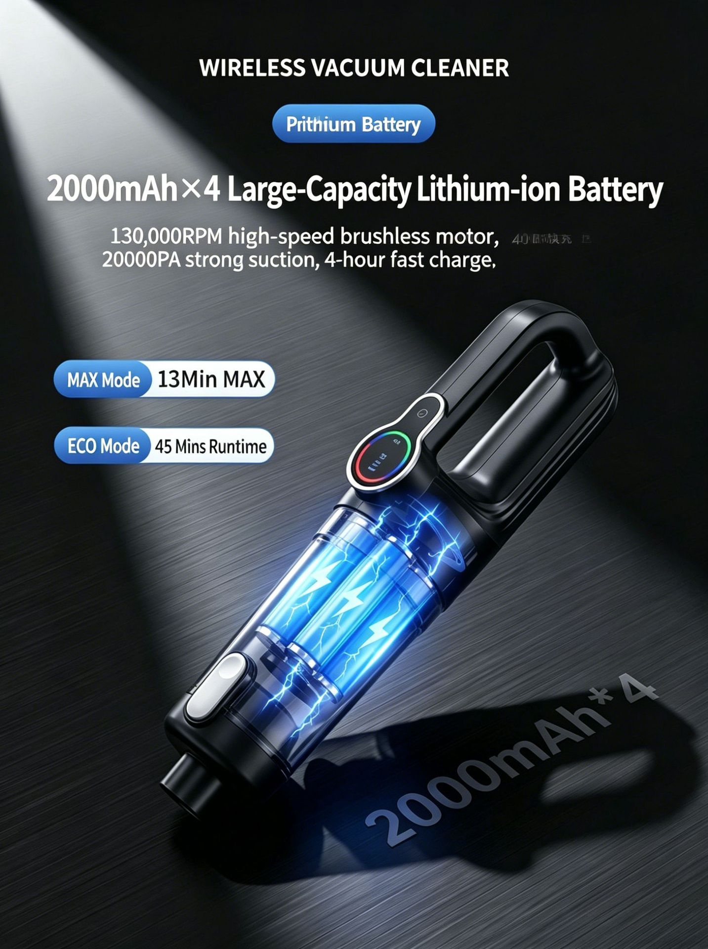 Car Vacuum Cleaner Car Wireless Charging Car Home Handheld 120W High Power Suction Wet and Dry Cross Border