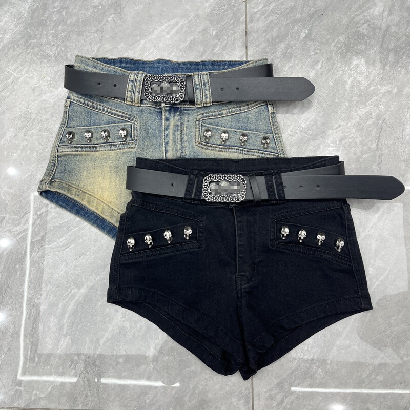 American Retro Motorcycle Style Hot Girl Shorts for Women, Summer 2026, Sexy Hip-Hugging A-Line Denim Ultra-Short Shorts Trendy American Retro Motorcycle Style Hot Girl Shorts for Women, Summer 2026, Sexy Hip-Hugging A-Line Denim Ultra-Short Shorts Trendy
