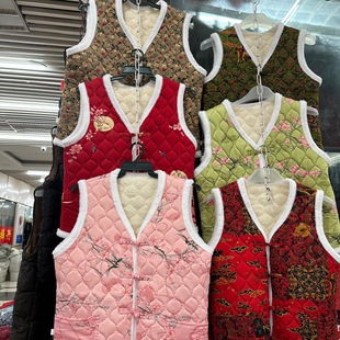 2023 autumn and winter New Flower Vest Women's fleece-lined waistcoat thickened Internet celebrity cardigan fashion warm Northeast cold-proof coat