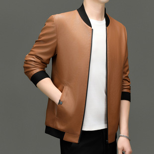 Mainly Recommended Baseball Collar Leather Jacket 2025 Autumn New Men's Leather Jacket Casual Simple Fashion Fleece-Lined Leather Jacket