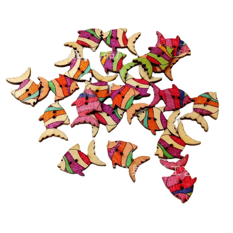 28mm eBay impresión de botones de pescado de dos agujeros 50 piez/paquete de madera bienvenida al por mayor impresión de botones