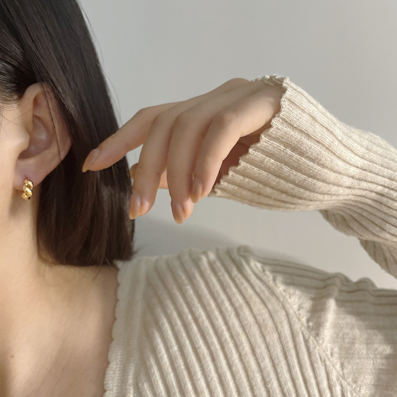 Geometric, Spiral Pattern Women'S, Adults, Unisex Gender 1 Pair 18K Gold Plated Silver Plated 925 Sterling Silver Geometric Spiral Hoop Earrings Earrings Ear Studs