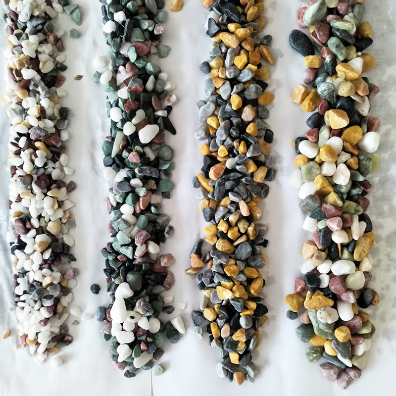 水洗石鹅卵石五彩石彩色石子胶粘石透水石园林盆栽批发沙石天然石