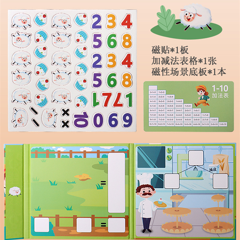 Ayudas de enseñanza de descomposición digital matemáticas Ilustración juguetes jardín de infantes clase grande aritmética aprendizaje dentro de 10 más y menos artefacto