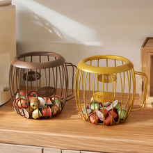 跨境代发创意水果篮铁艺咖啡胶囊收纳蓝零食干果水果收纳斜口篮子