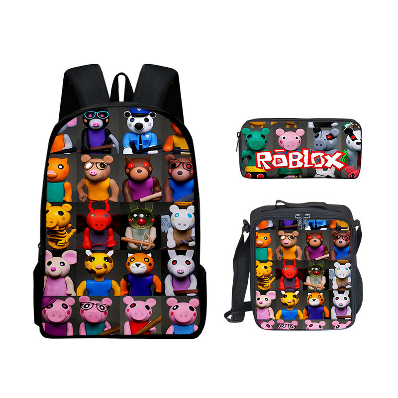3D 新製品 Roblox 学生スクールバッグ ランチバッグ ペンシルバッグ Roblox プリント バックパック 3 点セット|undefined