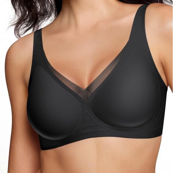 Cross-Border Soft Support Invisible Seamless Underwear for Women, Jelly Gel Comfortable Mesh Splicing Breathable Bra That Makes Large Busts Appear Smaller