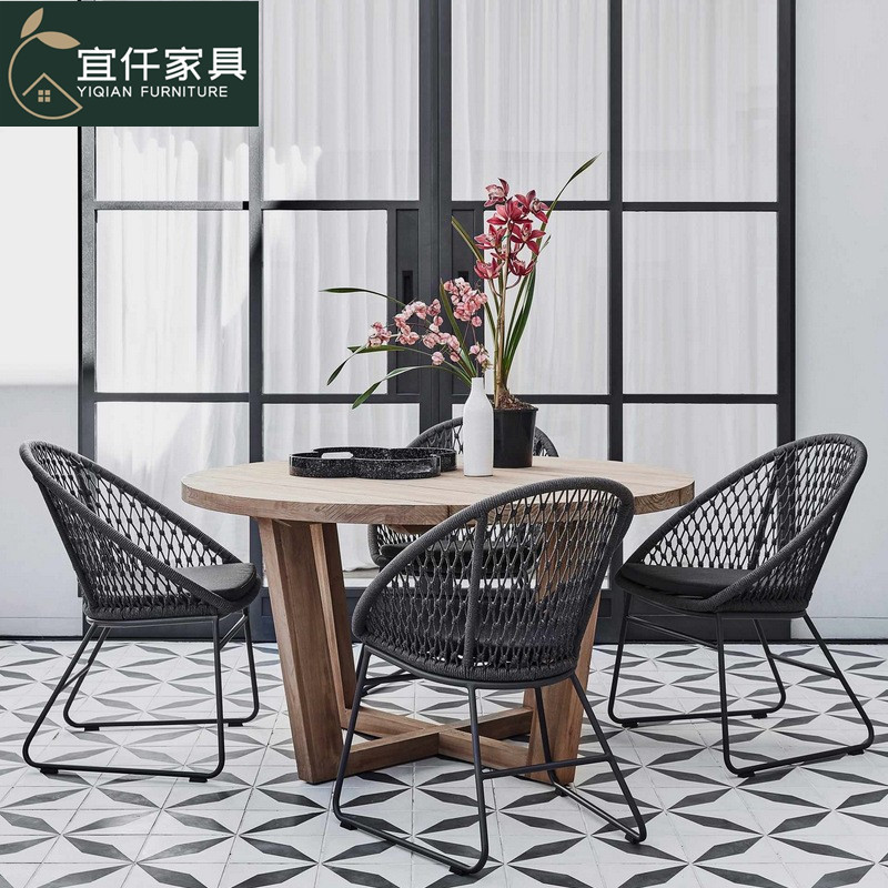 北歐創意現代簡約仿藤編藤椅戶外休閒椅陽台桌椅室外花園庭院家具