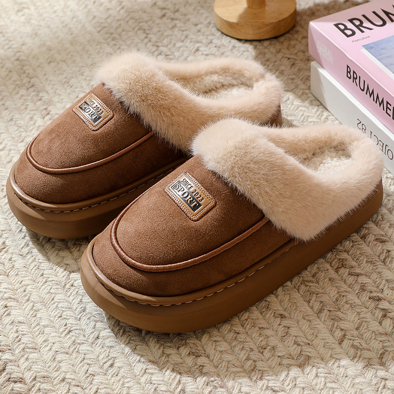 thumbnail image 1 of Zapatillas de algodón para mujer ins invierno interior pareja en casa 2024 nuevas lindas Zapatillas de felpa para uso exterior otoño e invierno, 1 of 5