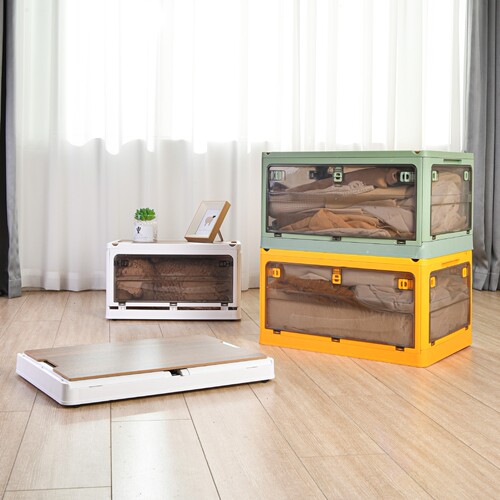 Five-door household plastic transparent folding wardrobe for clothes, clothing, toys, books, snacks storage box organizing and storage