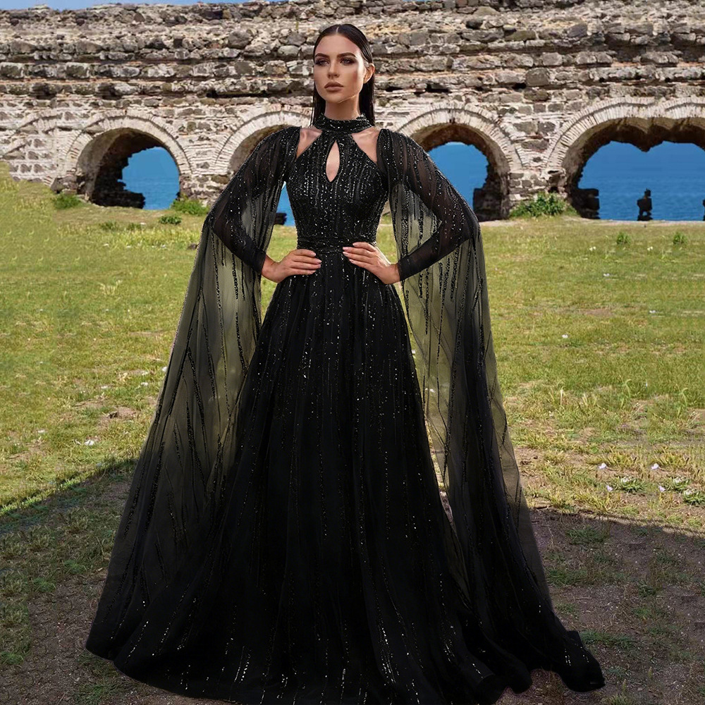 Vestido Largo Elegante de Malla con Lentejuelas y Borlas para Mujer, Estilo Europeo y Americano, Primavera-Verano 2025