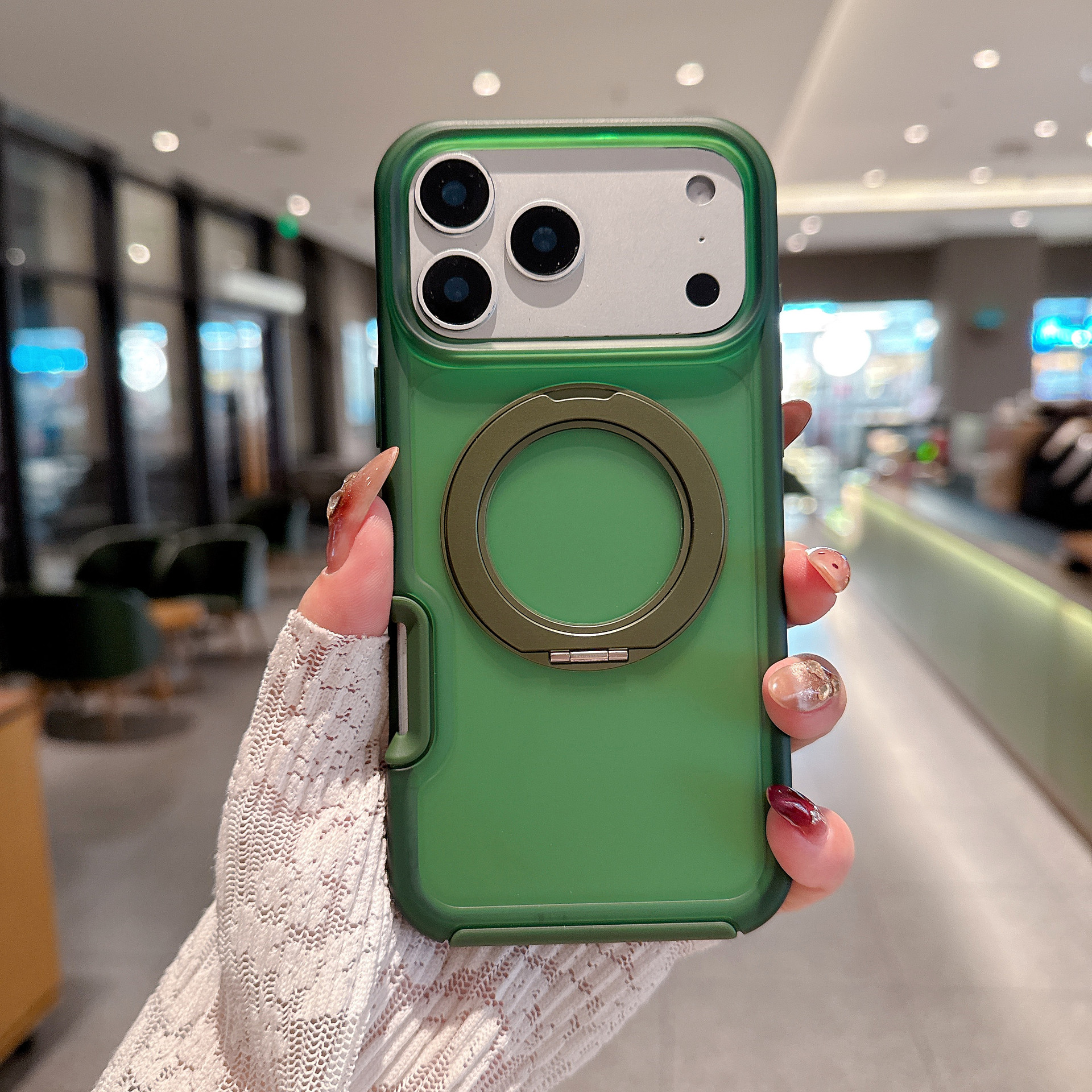Nuevos productos de explosión transfronteriza adecuados para iPhone17PM 360 soporte grueso de caso de teléfono móvil, piel de caso de teléfono a prueba de caídas