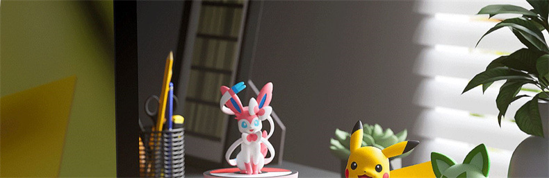 Authentic Pokemon Series Row and Sitting Tumbler Ornaments Pikachu Gengar Figure Healing Desktop Decorations