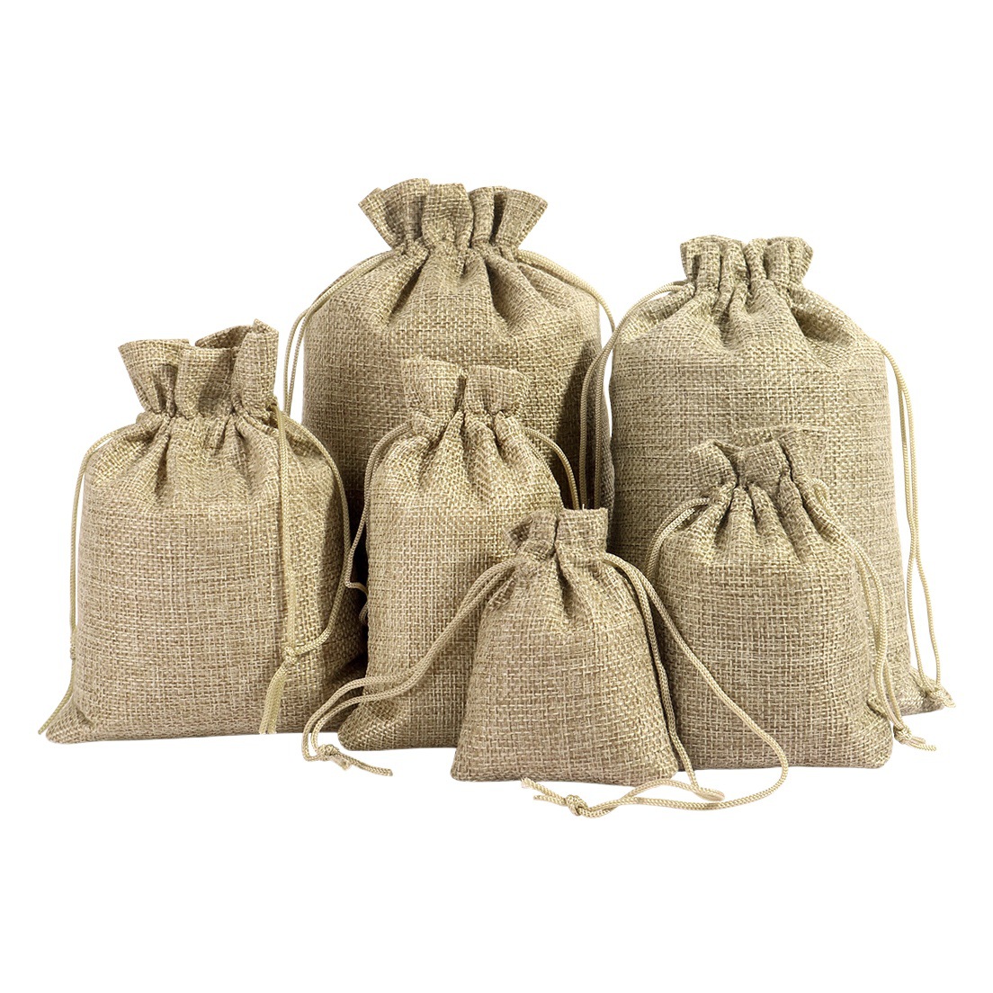 Bolsa de tela de lino al por mayor Cordón de joyería de DIY joyería bolsa de embalaje bolsita bolsa de lino bolso de cordón en stock