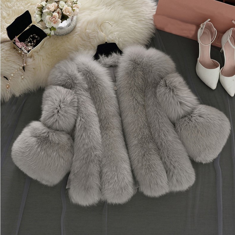 Dameskleding Bontjas voor dames korte vossenbont patchwork jas herfst en winter warme dikke bontjas voor dames_voghion.com