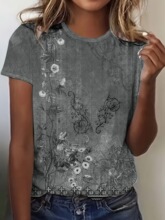 A 40822 Retro Print Round Neck Top ����ӡ������ �羳ŷ����