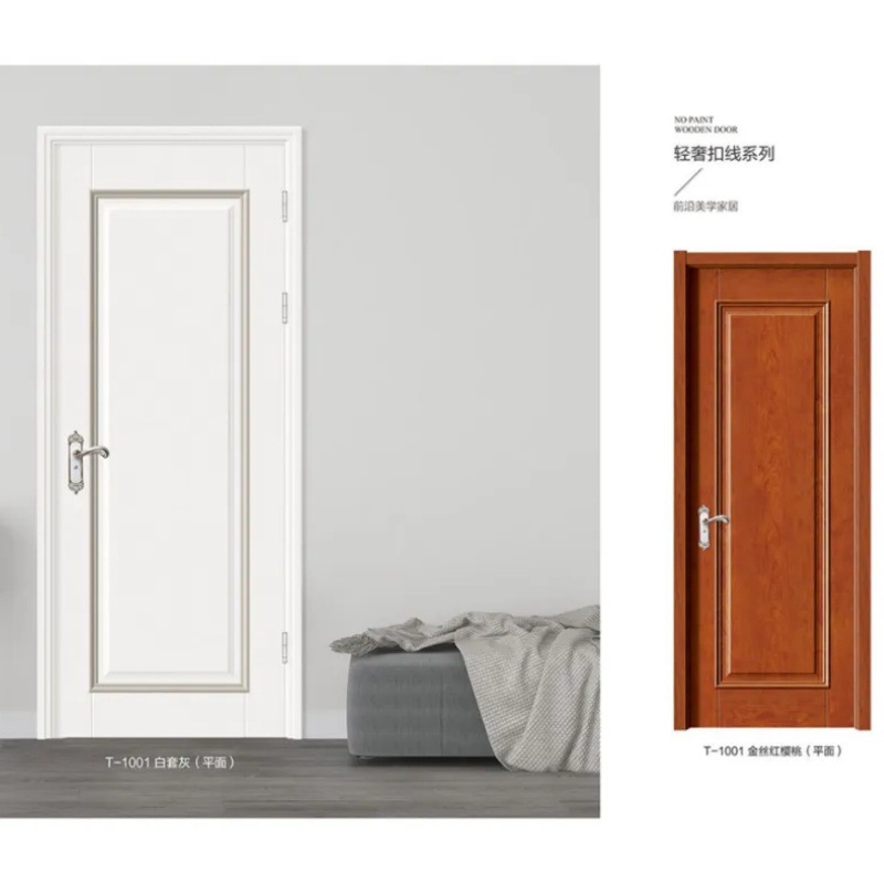 Puerta de madera, puerta blanca, puerta de madera simple para el hogar sin pintura, puerta de madera maciza para interiores, puerta de conjunto, puerta de dormitorio insonorizada
