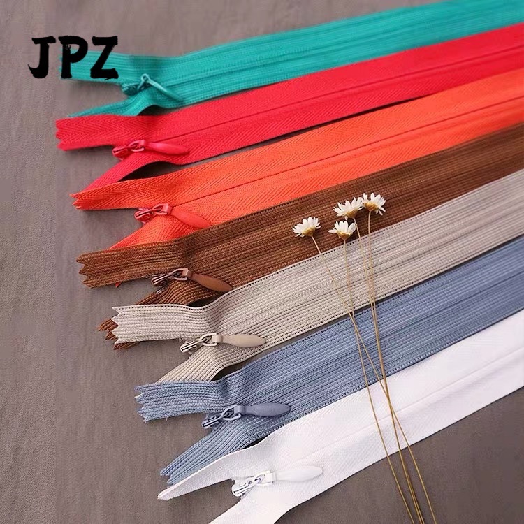 厂家批发3号布边隐形拉链尼龙蕾丝 黑白彩色现货抱枕靠垫裙裤拉链|ru