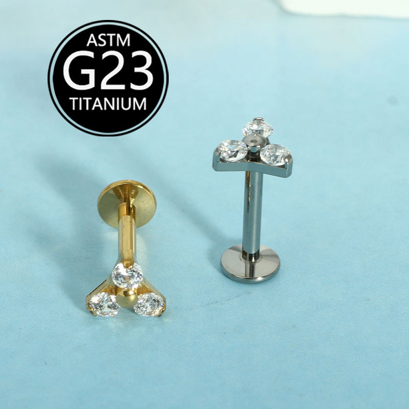 Pointed titanium steel lip stud product view