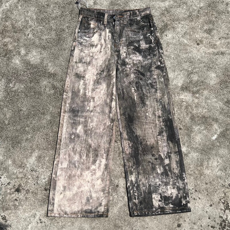 AC style flat for 1981F inkjet graffiti old loose wide leg casual jeans 3D printing series of gods