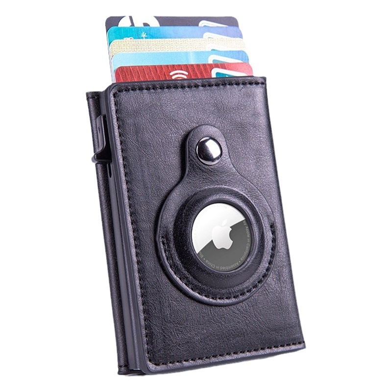 Funda protectora de cuero PU, tarjetero airtag RFID, cepillo antirrobo, billetera antipérdida, rastreador, tarjetero, tarjetero