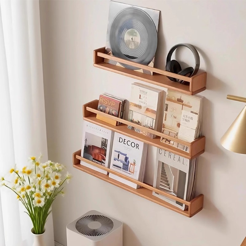 Estante de pared estante de periódicos de madera sólida estante de revista estante de almacenamiento de periódicos de pared estante de exposición de condimento estante de sala de estar