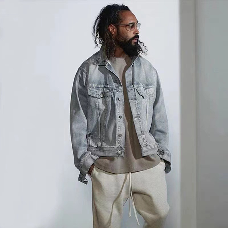 Men's Clothing heavy washed distressed denim jacket for men and women bf hip hop high street loose coat jacket_viptrois.com