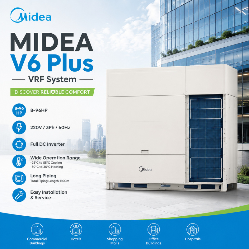 Midea Inverter Cooling and Heating Commercial Multi-Split VRF for Foreign Trade Export Midea Inverter Cooling and Heating Commercial Multi-Split VRF for Foreign Trade Export