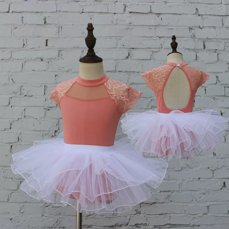 Детская одежда для танцевальных тренировок, летние кружевные балетные боди с короткими рукавами, юбка-пачка для танцевального экзамена для маленьких девочек, китайская одежда