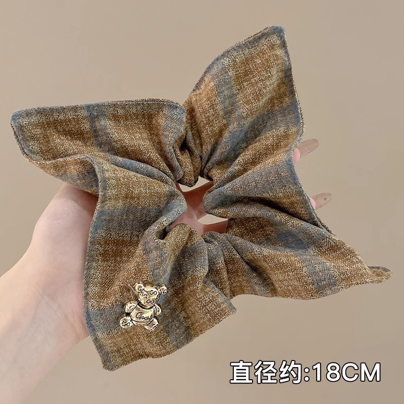 Anillo de pelo de intestino grueso súper grande coreano para mujer 2025 nuevo estilo de alta gama cordón de pelo de encaje plisado temperamento dulce cuerda de cabeza de flor