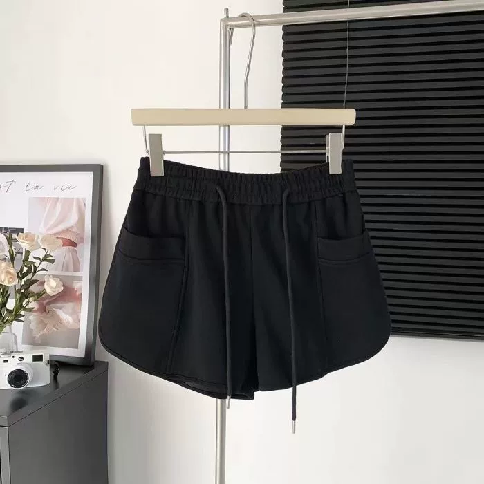 Летние шорты для отдыха, брюки, высокая талия, oversize, для подростков, на шнурке, свободный прямой фасон