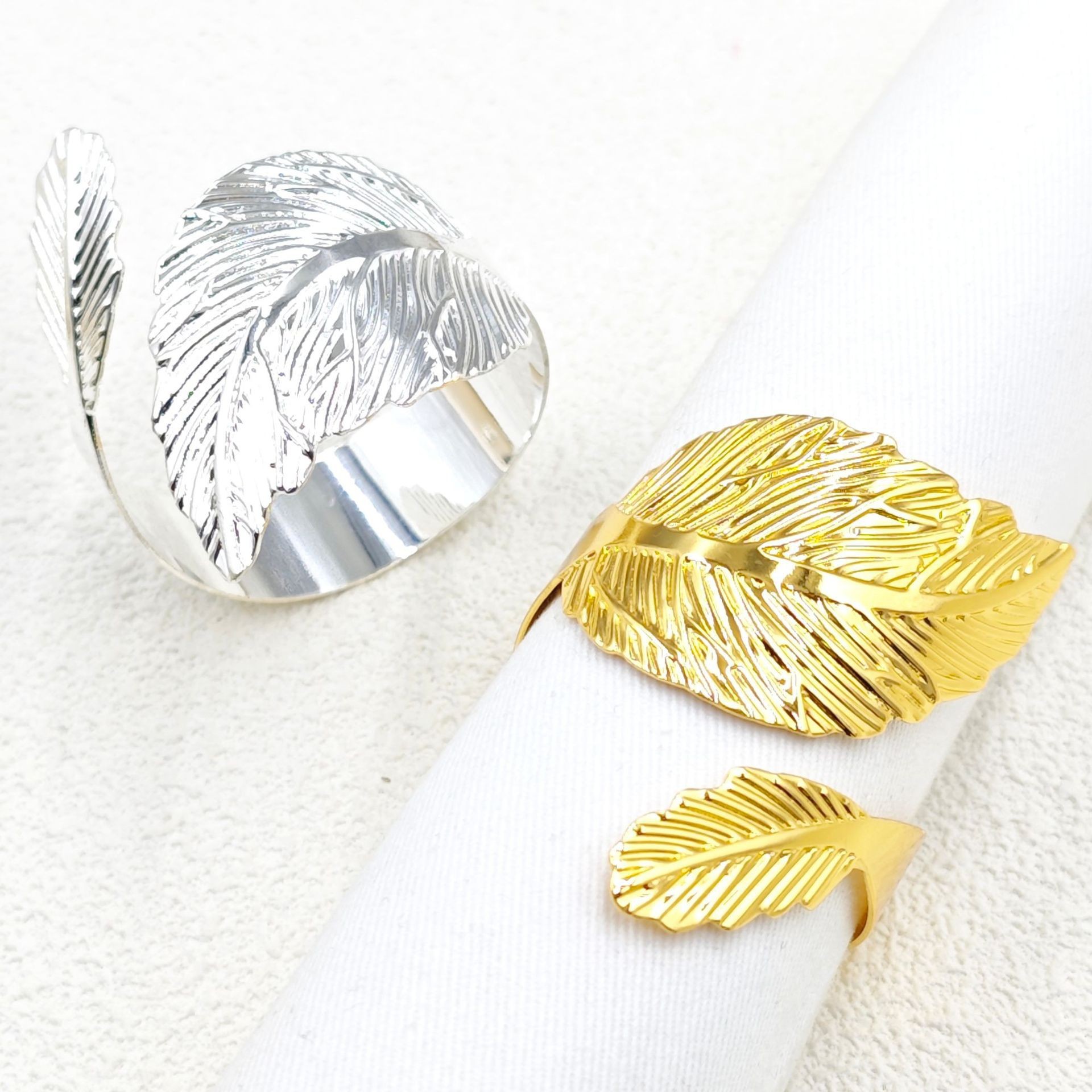 leaves golden napkin ring metal napkin ring upscale hotel western restaurant holiday napkin ring party decoration
