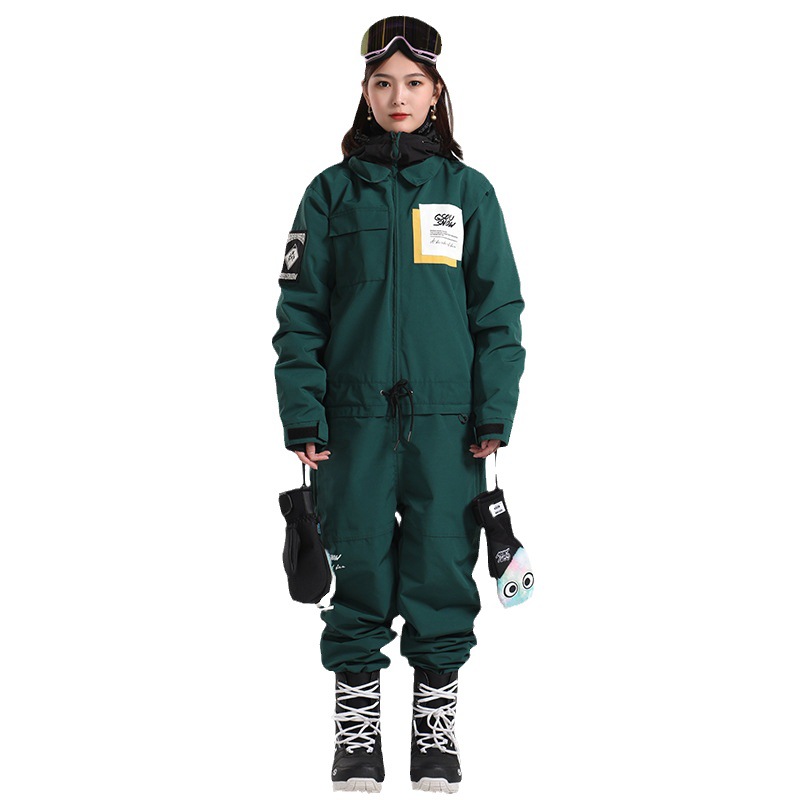 Winter new ski suit for women thickened warm waterproof windproof snowboard double board bunched foot one-piece ski suit for men_voghion.com