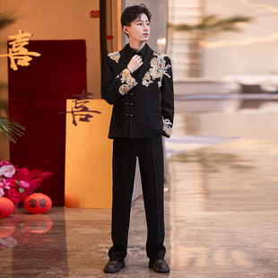 New Chinese-style Groom Suit suit 2025 New High-end National Style Chinese-style Suit with Collar Engagement Wedding Men's Suit