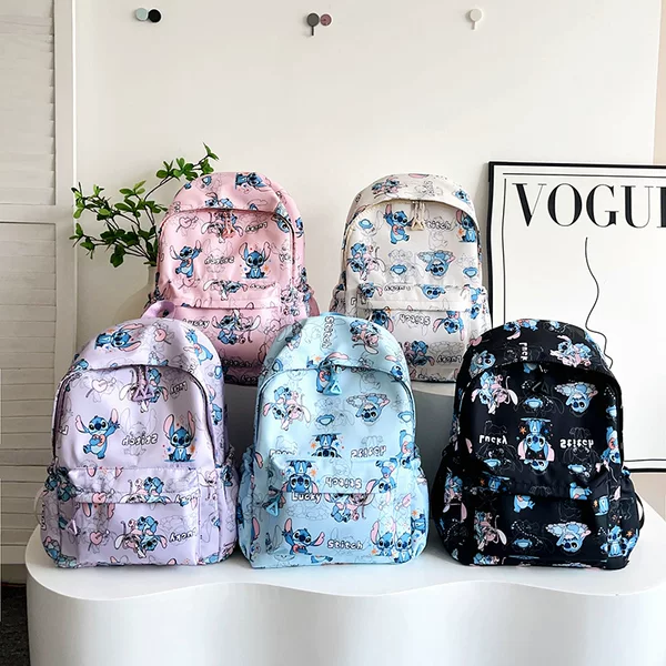 New Style Stitch Casual School Bag for Primary School Students, Large Capacity, Printed, Lightweight, Versatile, High-Looking Backpack for Children