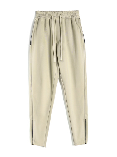Spring and Autumn Cotton Long Trousers for Men - New Slim Fit Ankle Zipper Tied Pants for Casual Youth Fashion, Versatile for Sports and Outdoors