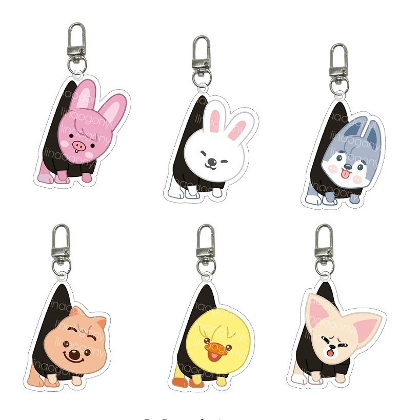 StrayKids nuevo SKZOO niños vagabundos de dibujos animados llavero acrílico colgante alrededor de estrellas