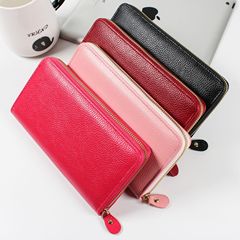 New Women's Long Zipper Wallet Large Capacity Multi-Card Slot Lychee Texture Handbag Factory Wholesale Women's Coin Purse