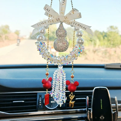 with Diamonds, New High-End Car | Car hanging - white-strawberry-diamond-gourd-inlay-mickey