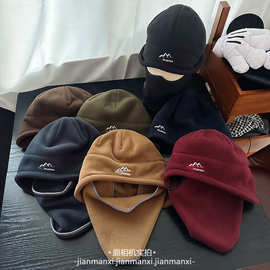 纯色简约摇粒绒面罩雷锋帽子女冬天防寒防风保暖骑车护耳套头帽男