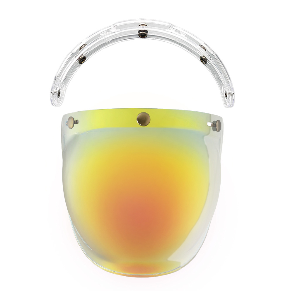 Helmet Bubble Lens Curved Three-Button Electroplating Motorcycle Retro Helmet Mirror Guard Uv Protection Sun Protection