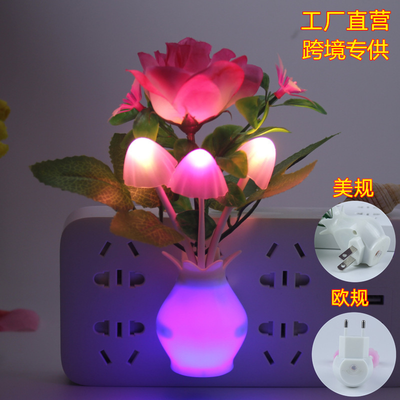 Cross-Border Creative Gift Light Control Sensor Lamp Colorful Color Changing Luminous Vase Night Light European and American Regulations