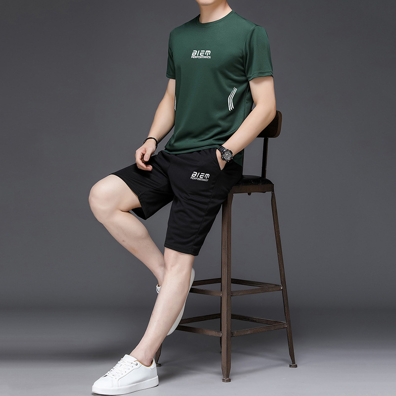 2021短裤不连帽棉休闲现货薄款韩版夏季绿色短袖运动套装|ru