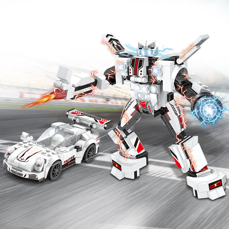 クールなレーシングメカロボット子供の教育ビルディングおもちゃビルディングブロック 2 から 4 レーシング少年の誕生日プレゼント|undefined