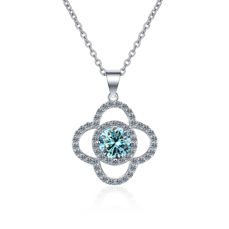 925 plata esterlina mujer moda colgante clavícula collar fabricantes de 1 quilates collar de piedra de mosaico